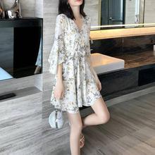 2021 spring and autumn floral chiffon dress new
