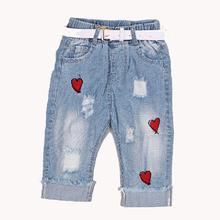 Heart Jeans with White Belt for Little Girls