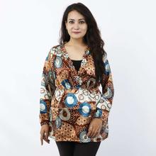 Brown/Blue Polka Dot Top For Women