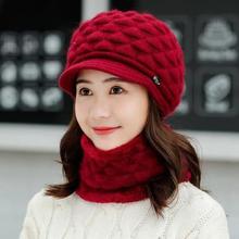 Double layer design winter hats for women warm rabbit fur