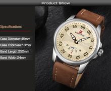 NAVIFORCE  Nf9124 Leather Waterproof Date Day Display Quartz Watch