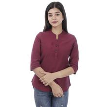 Maroon Front Buttoned Cotton Kurta Shirt For Women-WTP4796