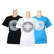 Pack Of 3 Mandala Printed 100% Cotton T-Shirt For Women- Black/White/Sky Blue