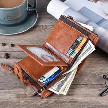 Tri-bifold Wallet Purse PU Leather Men's Wallet Hasp