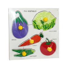 Multicolored Vegetable Shapes Tray Puzzle With Knobs For Kids