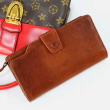 Dark Tan Goat Leather Wallet For Women -ACC2178
