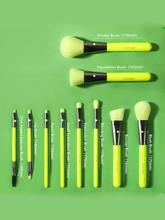Neon Green Makeup Brush 10pcs (Free Foundation)