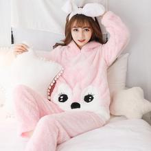 Pajamas women winter Korean thick lamb wool long-sleeved