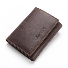 JINBAOLAI Genuine Leather Men Wallets Trifold Wallet with