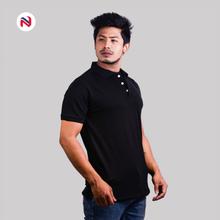 Nyptra Black Plain Cotton Polo T-Shirts For Men