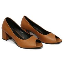 Caramel Brown Peep Toe Pump Heel Shoes For Women