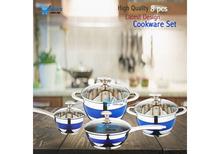 Kaisa Villa High Quality 8pcs ( 4set ) Stainless Steel Cookware Set with Glass Lid