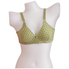 Green Cotton Printed Padded Bra For Women