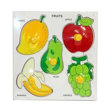 Multicolored Fruits Shape Tray Puzzle With Knobs For Kids