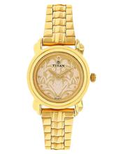 Titan Beige Dial Stainless Steel Strap Watch For Women - 2534Ym04