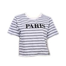 White and Grey Stripes Tops Round Neck Half Sleeves dress for Women