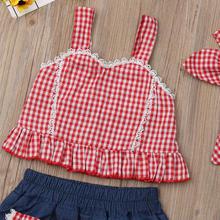 2019 Kid Baby Girl Clothes Set Summer Sleeveless Plaid