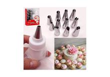 12 Piece Cake Decorating Set Frosting Icing Piping Bags Tips With Steel Nozzles Reusable And Washable