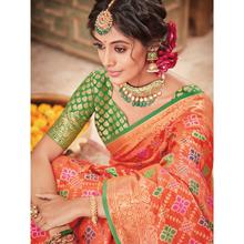 Stylee Lifestyle Orange Patola Silk Jacquard Saree (1733)