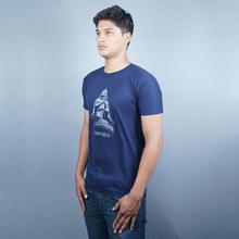 Namaste Grey Navy Blue Printed T-Shirt for Men