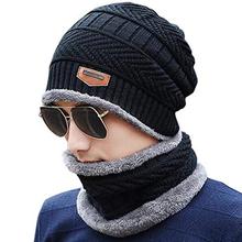 HIVER Handcuffs Winter Beanie Cap Scarf Set Warm Knit Cap