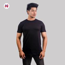 Nyptra Black Solid Muscle Fit Plain Cotton T-Shirt For Men