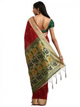 SStylee Lifestyle Maroon Ikkat Silk Jacquard Saree-2165