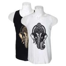 Pack Of Two 'Ganesh' Printed Tank Top For Men - Black/White