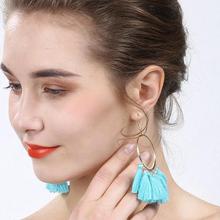 BFH Fashion Charm Large Circle Tassel Drop Earrings for Women Girl