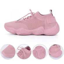 Flat Platform Light Weight Flyknit Stretch Fabric Ladies