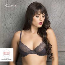 Clovia Charcoal Grey Lace Non-Padded Underwired Bra For Women