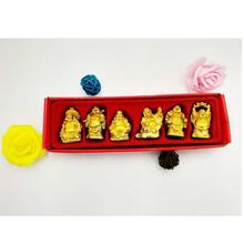 Feng Shui/Vastu Feng Shui Golden Set Of Laughing Buddha 6 Pcs Set, For Wealth And Success