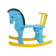 Blue/Yellow Wooden Rocking Horse For Kids