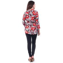 Black/White Printed Rayon Top For Women