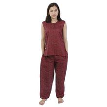 Red/Black Sleeveless Pajama Set For Women