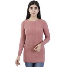 Peach Textured Woolen Sweater For Women