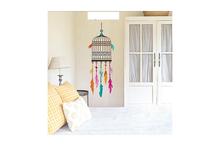 Bird Cage With Colorful Feather Wall Sticker