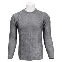 Grey Textured Round Neck Sweater