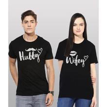 Printed Men & Women Round Neck Black T-Shirt  (Pack of 2)