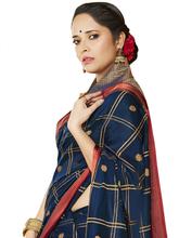 Stylee Lifestyle Navy Blue Banarasi Silk Jacquard Saree - 2126