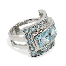 Blue Topaz Studded Silver (92% Silver) Ring For Women