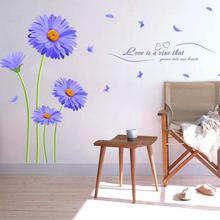 Blue Flowers And Butterflies Decor Wall Stickers (mws017)