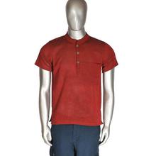 Maroon Half Sleeve Cotton Kurta Shirt for Men-MKR5020
