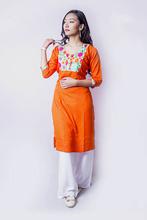 Rayon slub kurti with cotton leggings