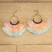 Peach/White 2 Layered Tassel Earring