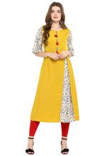 Women’s A-line Floral Printed Straight Kurta- Yellow