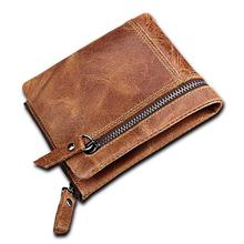 Genuine Leather Men Wallets Clutch Male Vintage Hasp Slim