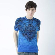 Huetrap Mens Get Noticed Blue Printed T Shirt