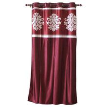 Floral Pattern Cotton Fabric Window/Door Curtain - (Maroon)