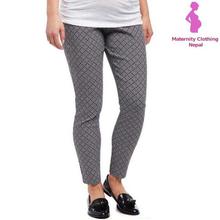 Grey Printed Maternity Pants For Women